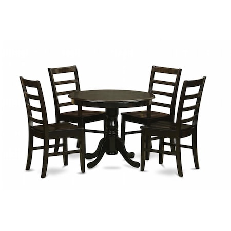 East West Furniture 5 Piece Small Kitchen Table Set-Drop Leaf Table Plus 4 Kitchen Dining Chairs ANPF5-CAP-W